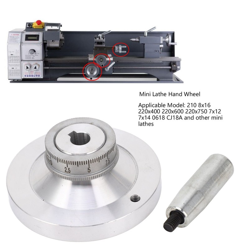 Lathe Handwheel 80mm Aluminum Alloy Hand Wheel with Crank Handle