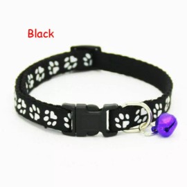 Unbranded/Generic Adjustable Nylon Cat Collar with Bell for Cat Kitten small dog paw cute - Black