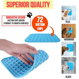TopPetPro Large [Blue] Lick Mat for Dogs, Suction Cups for Anxiety, Peanut Butter Licking Mat Slow Feeder Dispensing Treater Lick Pad for Dogs Cats Grooming Bathing and Training [Single Pack]