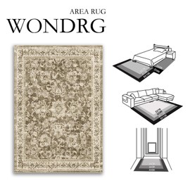 WondRg 2x3 Washable Area Rug Brown Neutral Carpet for Entryway Floral Distressed Non-Slip Low Pile Soft Lightweight Vacuumable Throw Rug Small Door Mat for Kitchen Entrance Bathroom