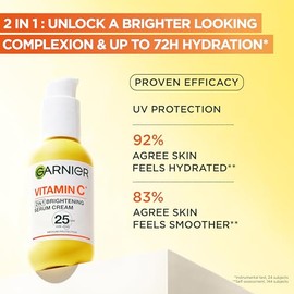 Garnier Vitamin C* Serum Cream, Brightening Face Moisturiser, SPF25, 50ml