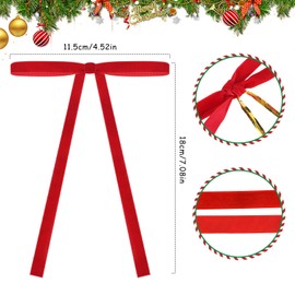 Vintage Christmas Tree Bows, Velvet Door Garland Wreath Decorations, Red, 3/8 Inch Wide x 5x7 Inch, 30 Pack