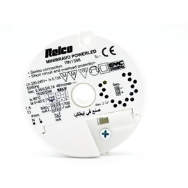 RELCO RN1398 LED Transformer Minibravo Powerled 350mA/500mA700mA 14W - 22W Flicker-Free LED Power Supply Driver Transformer Driver, White