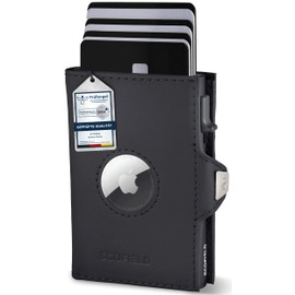 SF SCOFIELD Duality Airtag Wallet with Coin Compartment, Wallet for 8-9 Cards, Men's Wallet with RFID Protection, Slim Wallet, Smart Wallet, Card Case with Air Tag Compartment, Wallet, Black - Matte