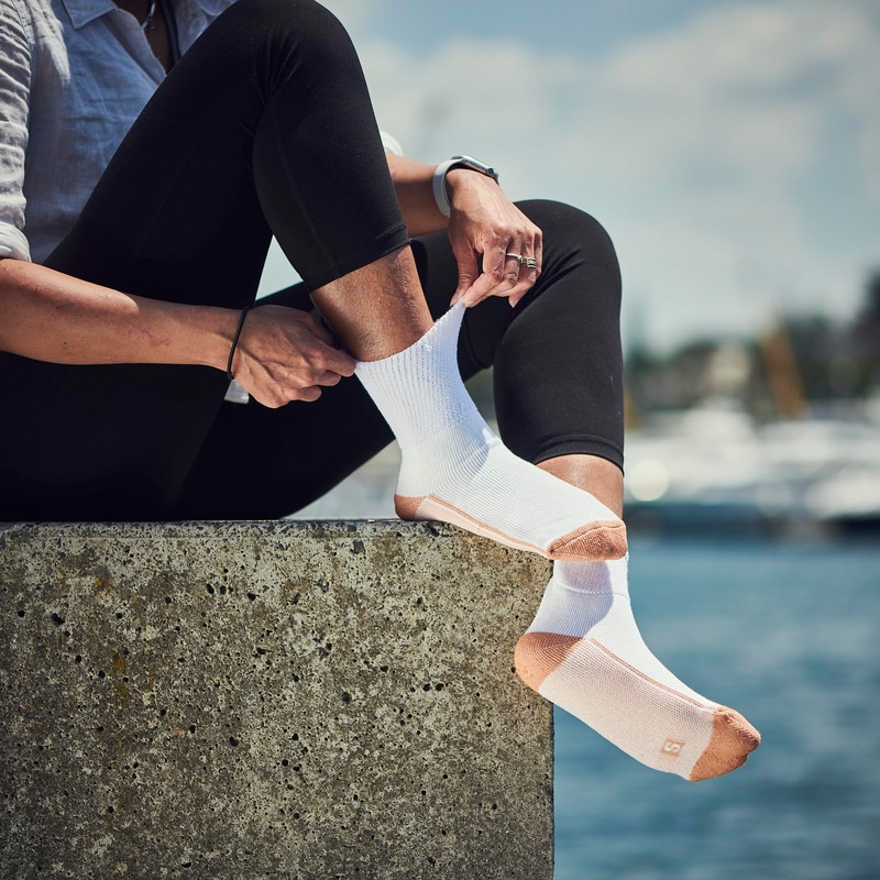 Glucology Copper-Based Socks Single Pack| White | Non-Binding | Extra-padding