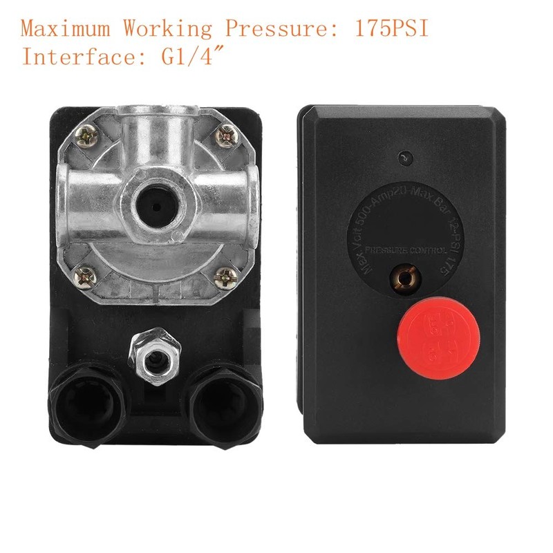 Pressure Switch, 380V 3-Phase 4-Hole Pressure Switch Control Valve G1/4"