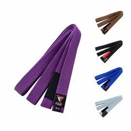 Fadi Sports BJJ Jiu Jitsu Belt - Cotton-Polyester Martial Arts Belt for Karate, Judo, and Taekwondo - Unisex Kids & Adults (Purple, A5)