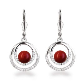 Schöner-SD Pearl Drop Earrings Cubic Zirconia 925 Silver, Silver