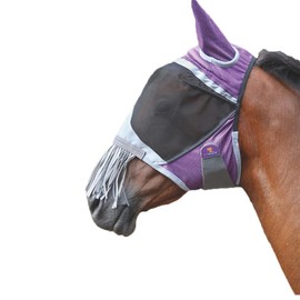Deluxe Fly Mask with Nose Fringe (Cob, Purple)