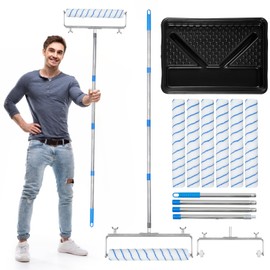 12 Pcs 18 Inch Paint Roller Kit- 18 Inch Paint Roller Tray, 12-18" Adjustable Roller Frame & Thickened Extendable Steel Pole, Large Paint Roller Sleeves with Tray for Painting Wall Ceiling