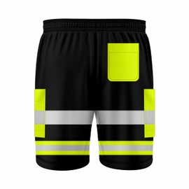 mymixtrendz Mens Reflective High Visibility Hi Viz Safety Work Wear Shorts Cargo Shorts Multi Pockets Adjustable Elasticated Waist S/2XL Black Orange