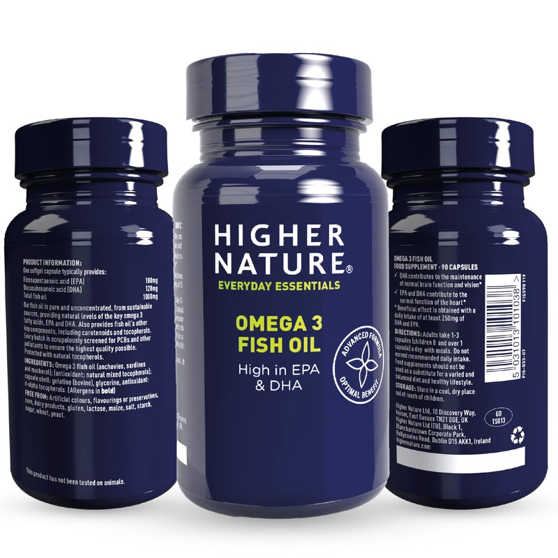 Higher Nature - Omega 3 1000mg Fish Oil Capsules -