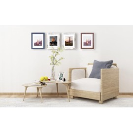 ennethan 11x14 Picture Frame Navy Blue 2 Pcs in 1 set Wooden Frame can Display 8x10 Picture with Mat for home decoration,holiday gift