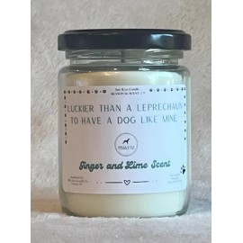 Homemade Soy, St Patricks Day, Dog Themed, Ginger Scent, 8oz Jar, Candle