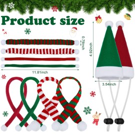 8 Pack Christmas Small Animal Costume Guinea Pig Santa Hat with Scarf for Chicken Rabbit Ferret Hamster Chinchilla Hedgehog Lizard Holiday Christmas Party Outfit