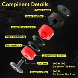 KARCOCA Body Mount Bushing Kit for 2008-2016 Ford F-250 F-350 Durable Cab Mounts Crew Cab - Body Mount 8 Pack - Durable Silicone Cab Mount Bushing Kit Improve Ride Quality（Red）