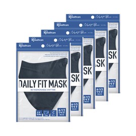 [アイリスオーヤマ] マスク 25枚 不織布 立体マスク カラーマスク デイリーフィットマスク 個包装 ふつうワイド 血色マスク 秋用マスク チークマスク くちばし 3Dマスク 5枚入りx5 RK-F5MXN ナイトブルー