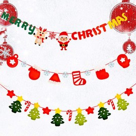 Christmas Garland, Christmas Ornaments, 5 Types & 3 m, Garland, Reindeer, Christmas Tree, Stocking, English, Merry Christmas Flag, Hanging Decoration, Cute, Stylish, Luxurious, Christmas Decoration Set, Ornaments, For Events, Parties (3 Types)