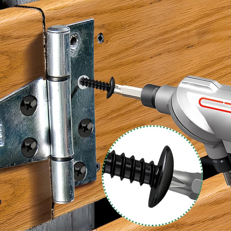 HXJDAM Pack of 200 Tapping Screws Black, M4 x 25