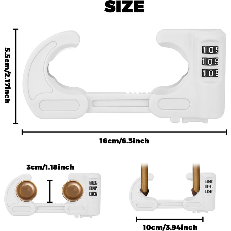 4 Pack U-Shaped Cabinet Locks with Combination Baby Proofing Cabinet