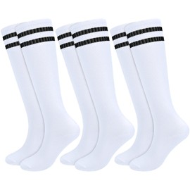 KOOOGEAR 3 Pairs Kids Football Socks Breathable Soccer Socks Boy Youth Junior Long Sports Trainer Sock for Hockey Football Rugby 5-12 Years (UK, Age, 9 Years, 12 Years, Regular, White/White/White)