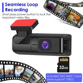 iMounTEK Dash Cam 2K 1080P HD Car Video Recorder Camera Night Vision with 32GB Card