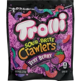 Trolli Minis Sour Brite Crawler Very Berry Gummi Candy, 9 Ounce - 6 per case.