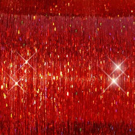 20" Sparkling Hair Tinsel 100 Strands (Red Fire)