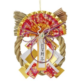 New Year's Entrance Ornament, Wreath, New Year, Decorative, Modern, Shimenawa, Wreath, Simple, Large, 12.2 x 9.8 inches (31 x 25 cm), Stylish Modern Fan, For Home, Company, Office, Condominium,