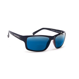 Coyote Eyewear BP-13 Polarized BiFocal Sunglasses +1.25 in Black/Blue Mirror UV Protection Wrap-Around Reading Sunglasses