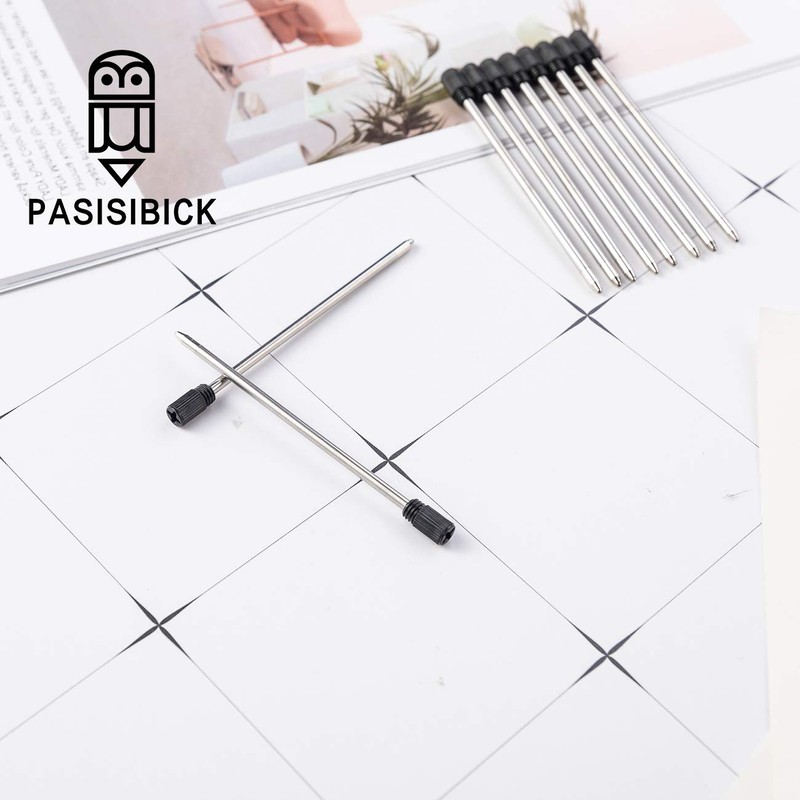 PASISIBICK 2.75'' Black Ink Crystal Pen Refills, Standard D1 Ballpoint
