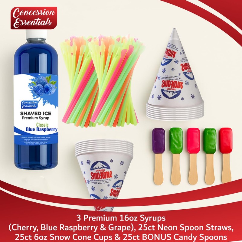Concession Essentials – Complete Snow Cone Starter Kit – Includes