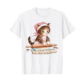 Babushka Cat Pierogi Making Polish Cat T-Shirt for Men Women