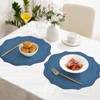 fanquare Navy Blue Round Placemats Set of 4, 15" Embroidered
