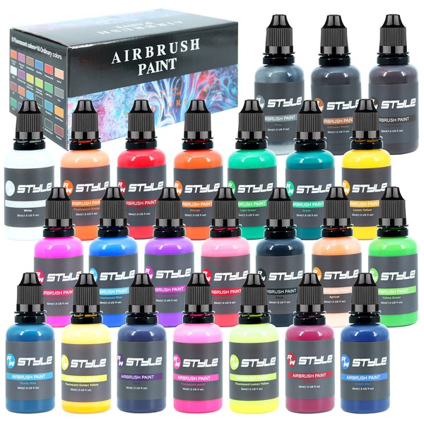 yikbik 24 Multi-Colors Airbrush Paint DIY Acrylic Paint Set for