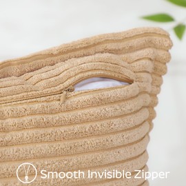 Sungeek Set of 4 Corduroy Cushion Covers, Decorative Cushion Covers, Soft Cushion Cover, Decorative Cushion, Sofa Cushion, Couch Cushion Cover, Decorative Cover for Sofa, Bedroom, Living Room (Light