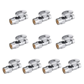 (Pack of 10) EFIELD 1/4 Turn Straight Stop Valve 3/8" OD Compression X 1/2" CPVC Pipe Connection, Chrome Plated Brass