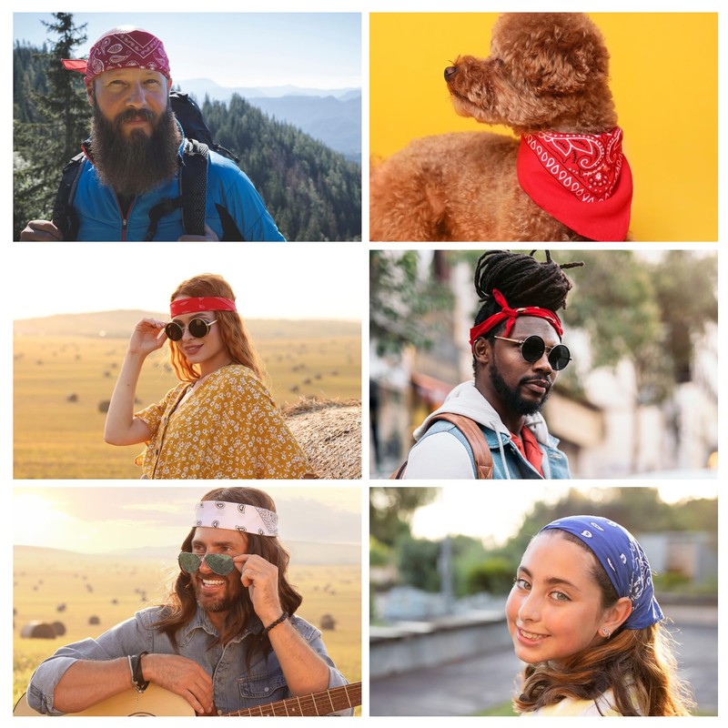 BOOMIBOO 12Pcs Bandanas For Men＆Women,100％ Premium Quality Cotton Handkerchidf 22''×22''