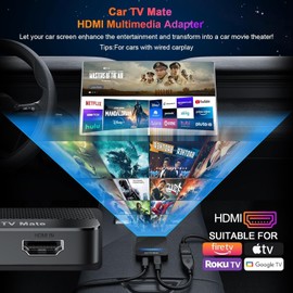 Car TV Mate 2025 Built-in Wireless CarPlay Adapter, Fire TV Stick Converter for Car Plug & Play, Stable Fast, No Latency, HDMl Multimedia Adapter with Factory Wired CarPlay