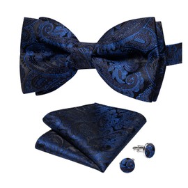 DiBanGu - Pajarita de cachemira para hombre, ajustable, con pajarita de lazo y corbatín, Azul Negro-185, Talla única