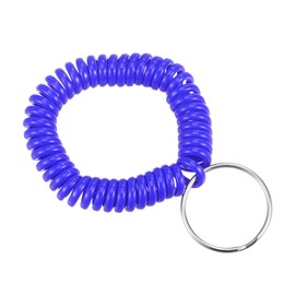 PATIKIL Spiral Keychain, 6 Pack Plastic Wrist Coil Keyring Wristband Stretchable Key Holder Lanyard for Sports Outdoor, Blue