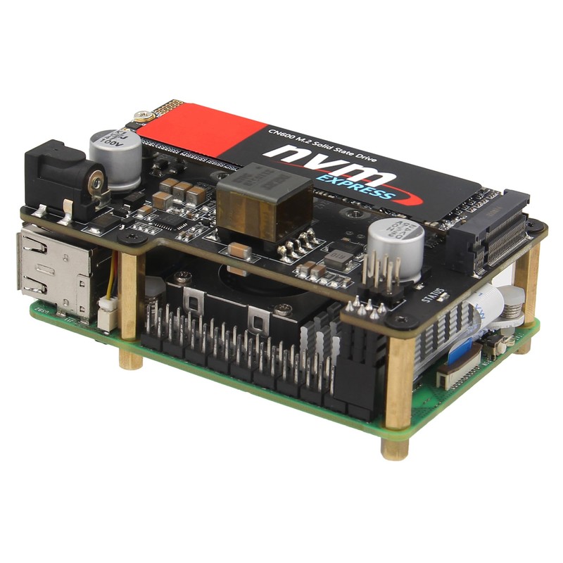 Geekworm X1012 PCIe to M.2 HAT Key-M NVMe SSD and