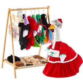 Yerliker Porch Goose Clothing Rack with Bottom Storage Stand, Metal Coat Rack and Storage Hanging Bag for Hanging Porch Goose Christmas Clothes