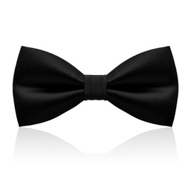 WY LIGHTING LEVEL Bow Tie Pre-Tie Style Bowtie, Mens Classic Bowtie for Wedding Formal Events, Solid Vintage Tuxedo Bow Ties for Adults and Children(Black)