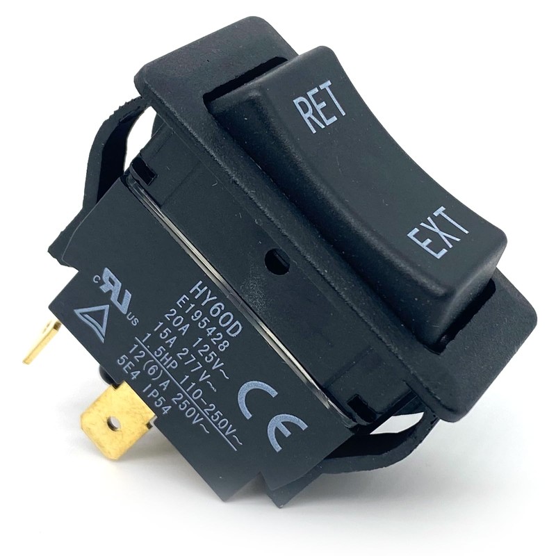HY60D Rocker Switch RET-EXT 4-Pin 20A 125V (ON-Off-ON) - Compatible