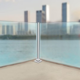 35.8"/91cm Glass Railing Post Stainless Steel Glass Clamp Glass Balustrade Railing Post Glass Panels Mounting Brackets for Pool Fence Garden Balcony (Corner Post)