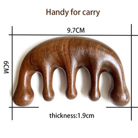 Wooden Massage Gua Sha Comb Wide Tooth Comb for Head Scalp, Facial, Body Massage Natural Sandalwood Massager Acupressure Tools Gift for Women Men (brown)