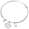 Sterling Silver Cubic Zirconia Love Family Tree Dangle Charm Bangle