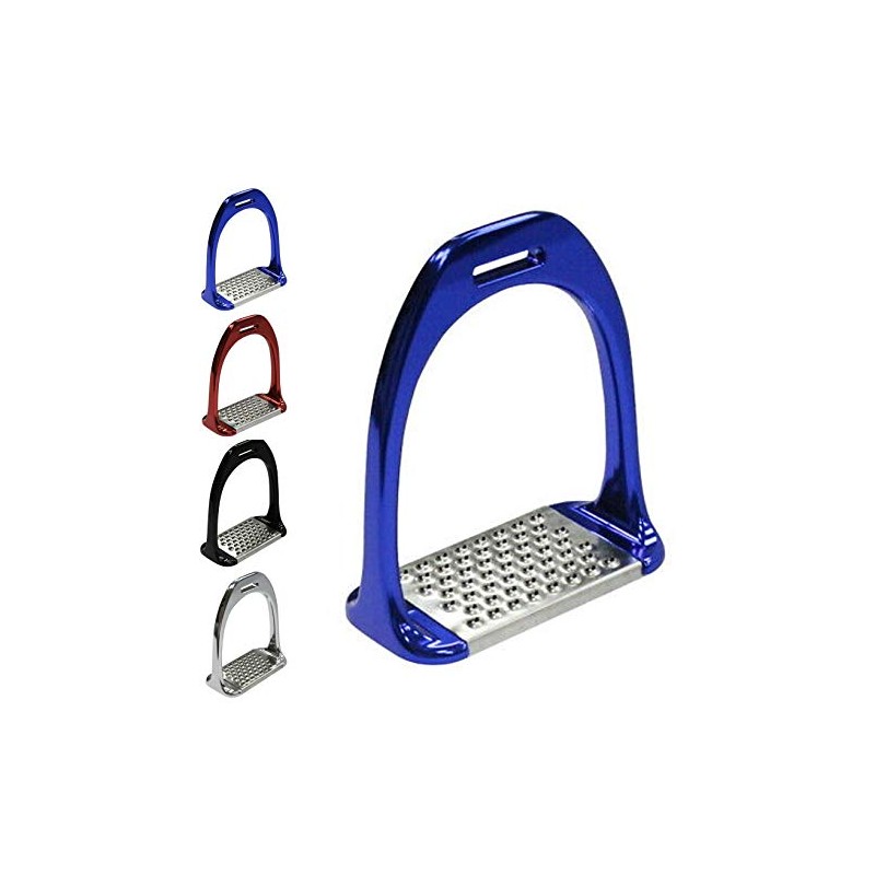 JA Horse Aluminium Stirrups Balance Non-Slip Pads Stable (Blue)