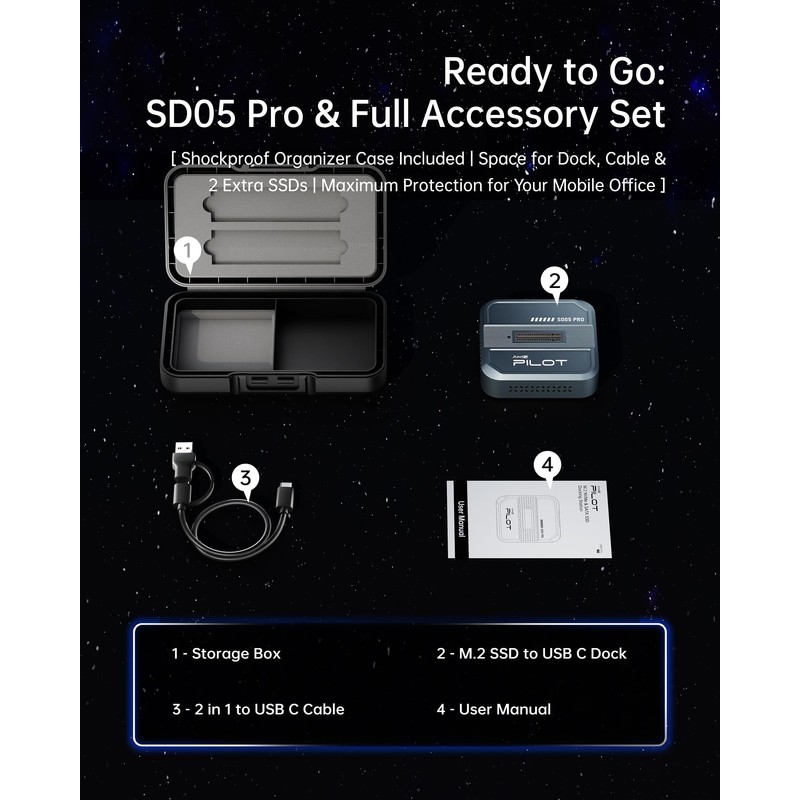 AMZPILOT Tool-Free M.2 SSD to USB C Dock with Travel